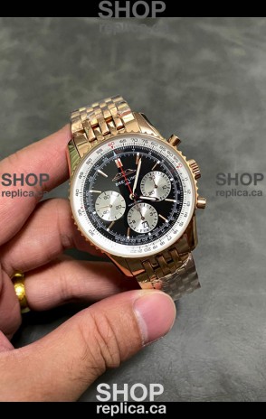 Breitling Navitimer B01 43MM Rose Gold Black Dial Super Clone Watch 