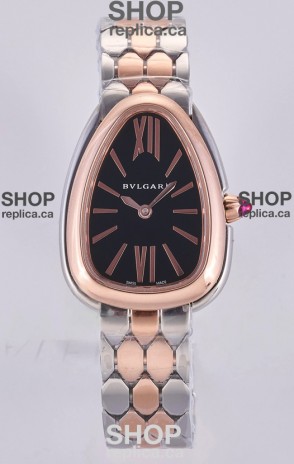 Serpenti Seduttori Black Dial Two Tone Rose Gold Casing Super Clone Watch