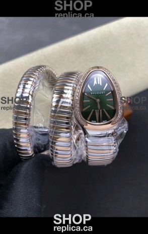 Serpenti Tubogas Double Spiral Green Dial Two Tone Super Clone Watch 