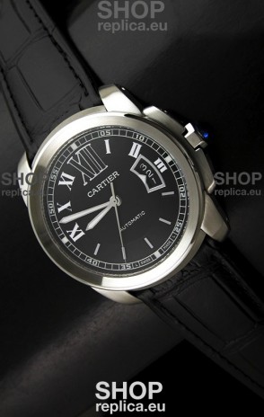 Cartier Calibre de Cartier Swiss Replica Automatic Watch in Black Dial