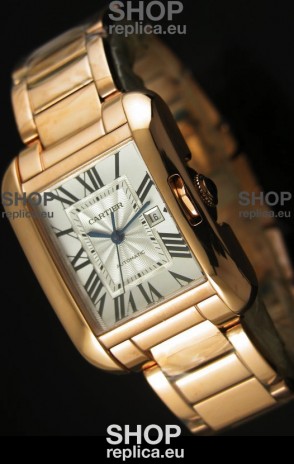 Cartier Tank Anglaise Mid Sized Swiss Watch Pink Gold - 1:1 Mirror Replica Watch