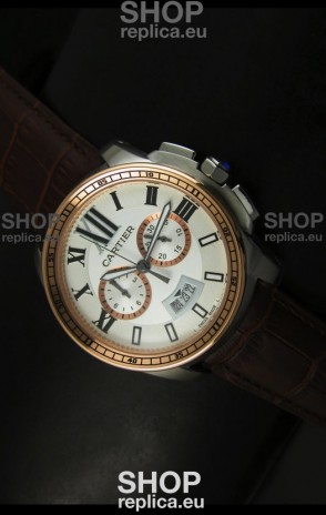 Calibre De Cartier Chronograph Japanese Replica Watch in Two Tone