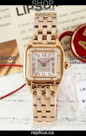 PANTHERE de Cartier 22mm Diamonds Dial Rose Gold Super Clone Watch