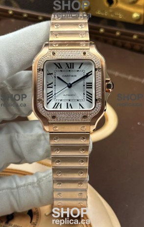 Santos De Cartier 35MM Rose Gold Super Clone Edition Watch 