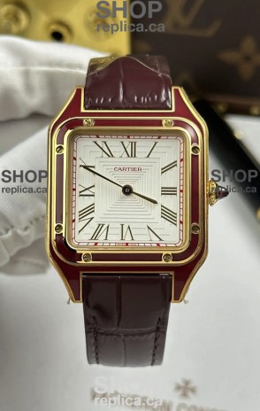Santos Dumont 31MM Yellow Gold White Dial Super Clone Watch 