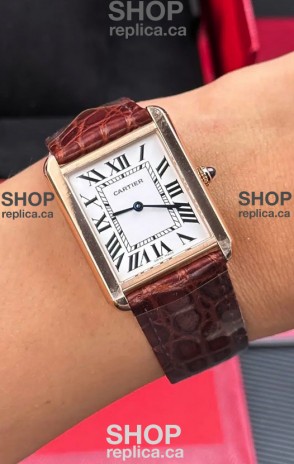 Cartier Tank Solo 27mm Rose Gold Swiss Quartz Super Clone Watch 