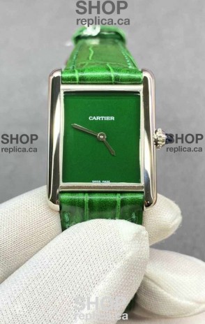 Cartier Tank Louis 25MM Swiss Quartz Green Dial Watch 