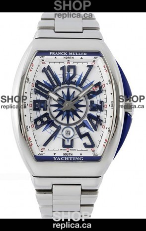 Franck Muller Vanguard Yachting V45 Stainless Steel White Dial Swiss Replica Watch