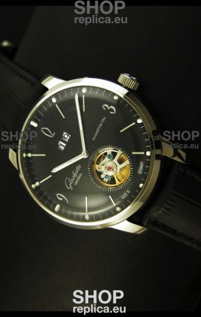 Glashuette Tourbillon Japanese Replica Watch in Black Dial