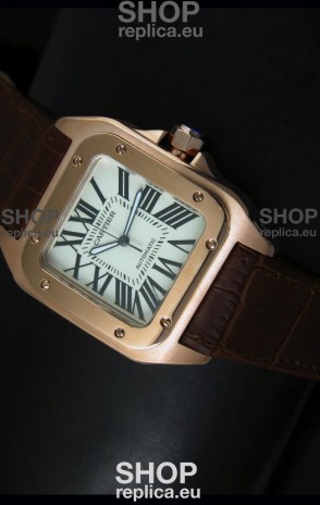Cartier Santos 100 1:1 Mirror Replica Rose Gold Watch 42MM