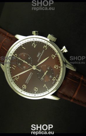 IWC Portuguese Chronograph Swiss Replica Watch in Steel Case - 1:1 Mirror Replica Edition