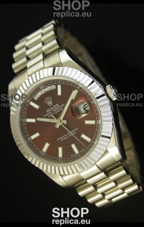 Rolex Day Date II 41MM Swiss Replica Watch - Brown Dial - 1:1 Mirror Replica Watch 