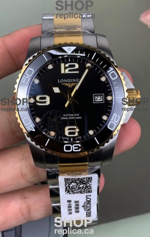 Longines HydroConquest Black Dial Two Tone Super Clone Watch 