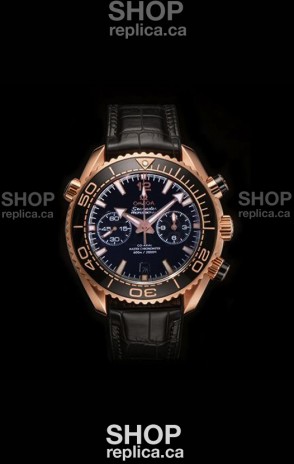 Omega Speedmaster Planet Ocean Rose Gold Black Dial Super Clone Watch 
