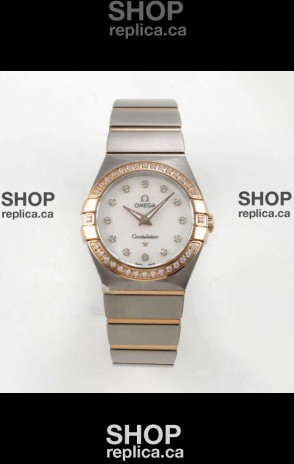 Omega Constellation 28MM Two Tone Rose Gold Pearl Dial QUARTZ Super Clone Watch 