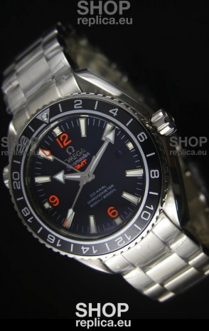 Omega Planet Ocean GMT Black Swiss Replica Watch - 1:1 Ultimate Mirror Edition