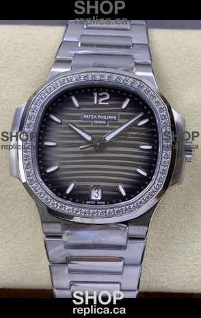 Patek Philippe Nautilus 7118 35MM Grey Dial Diamonds Super Clone Watch 