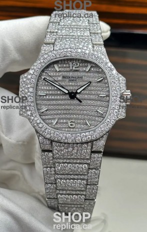 Patek Philippe Nautilus 7118/1450G-001 35MM Custom moissanite Casing and Dial 