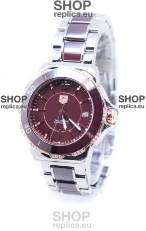 Tag Heuer Formula 1 Quartz Brown Ceramic Watch in Rose Gold Bezel