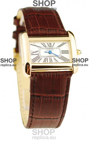Cartier Tank Divan Japanese Replica Ladies Gold Watch