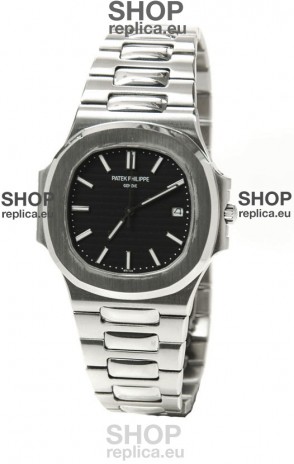 Patek Philippe Nautilus Mens Swiss Replica Watch in Black Dial