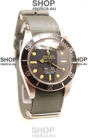 Rolex Submariner Swiss Watch Grey Nylon Strap Watch