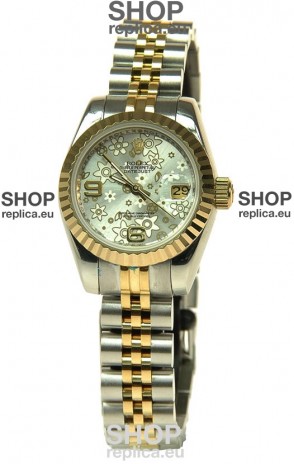 Rolex Datejust Floral Motif Ladies Swiss Replica Watch