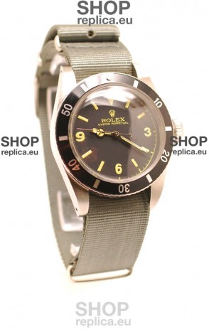 Rolex Submariner Swiss Watch Grey Nylon Strap Watch