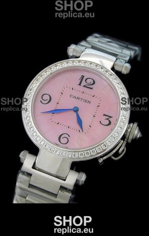 Cartier Pasha de Swiss Replica Automatic Watch in Pink Dial