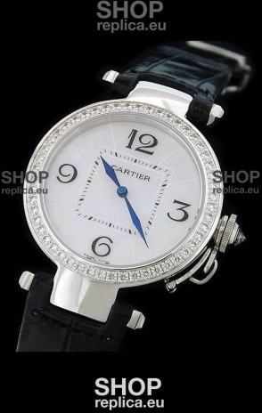 Cartier Pasha de Swiss Replica Automatic Watch in White Dial