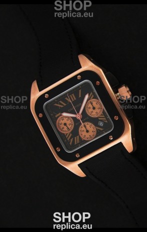 Cartier santos Swiss Replica Watch in Black Dial