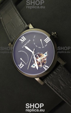 Cartier Calibre de Tourbillon PVD Swiss Watch in Blue Dial