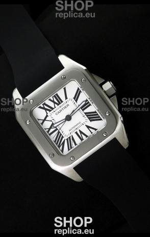 Cartier Santos 100 Swiss Replica Watch Titanium Bezel