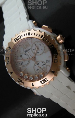 Chopard Happy Sport Swiss Replica Watch in White Strap