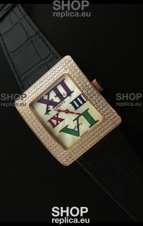 Franck Muller Geneve Infinity Japanese Gold Watch in Multi Color Roman Markers