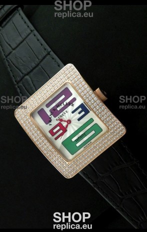 Franck Muller Geneve Infinity Japanese Gold Watch in Multi Color Numeral Markers