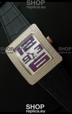 Franck Muller Geneve Infinity Japanese Gold Watch in Purple Numeral Markers