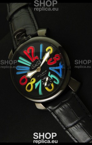 Gaga Milano Italy Japanese Replica PVD Watch in Multi Colour Arabic Markers