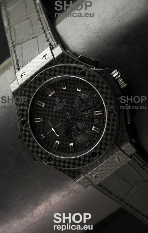 Hublot Swiss Replica Watch in Black Fibre Carbon Dial