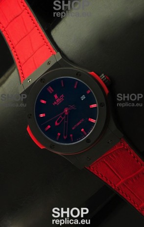 Hublot Big Bang Classic Fusion Ceramic Case Watch in Red Strap