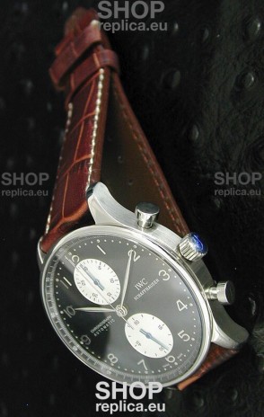 IWC Portuguese Chronograph Swiss Replica Watch in Black Dial