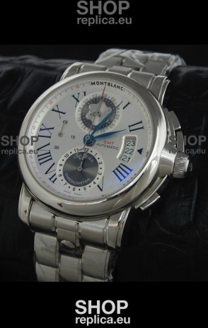 Mont Blanc Meisterstuck Star GMT Swiss Watch in White Dial