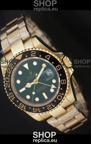 Rolex GMT Master II Swiss Replica Gold Watch in Green Dial