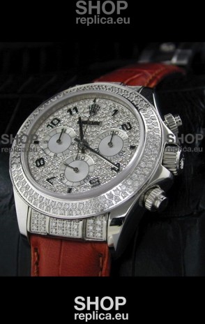 Rolex Daytona Swiss Replica Watch in Full Diamond Bezel