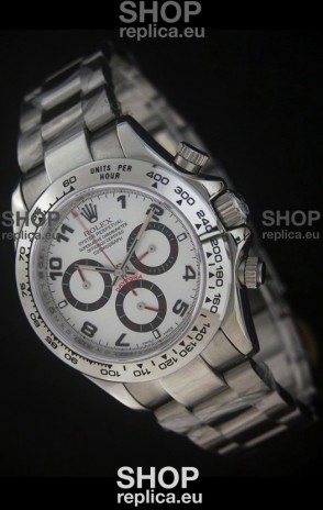 Rolex Daytona Japanese Replica Steel Watch in White Dial