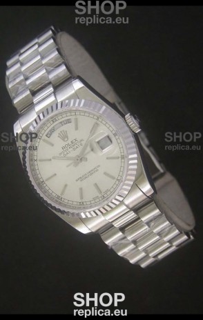 Rolex Day Date Just swiss Replica Silver White Watch 