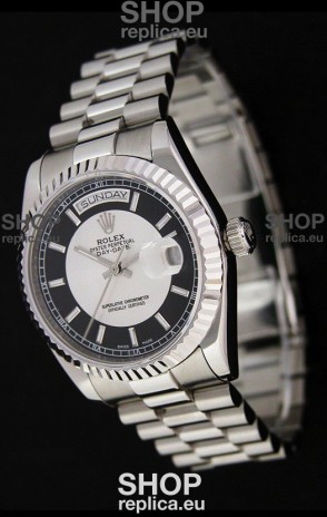 Rolex Day Date Just swiss Replica Watch in Black & White Dial