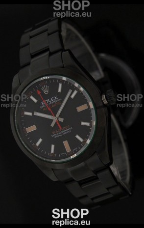 Rolex White Milgauss Black-Out Swiss Replica Watch in Orange Markers
