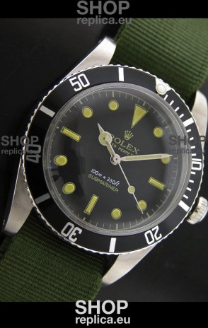 Rolex Submariner Swiss Replica Watch in Domed Crystal Green Nylon Strap