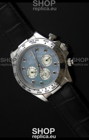 Rolex Daytona Japanese Replica Steel Watch in Light Blue Dial